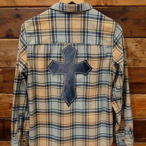 One-of-a-Kind L.L. Bean Plaid Shirt featuring MadAndie Custom Levi's Cross - M